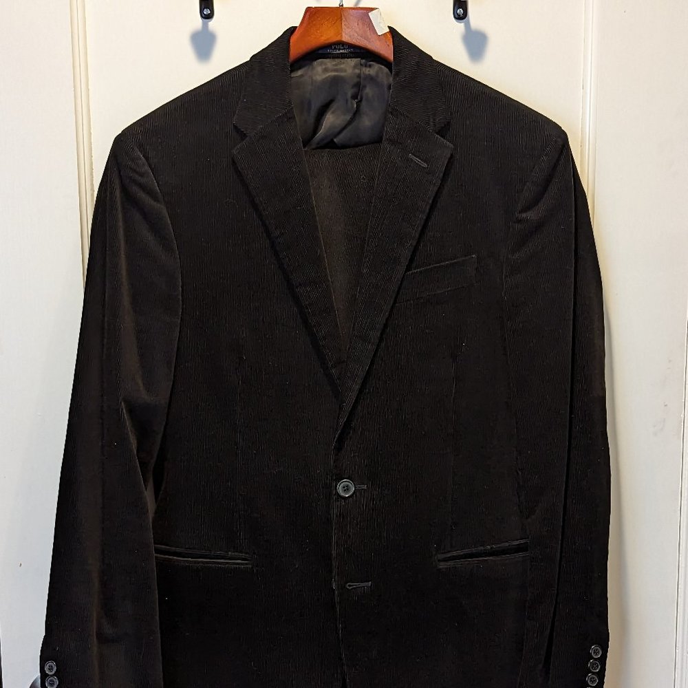 Ralph Lauren Polo Two-piece suit, Black corduroy, 38R 32-32